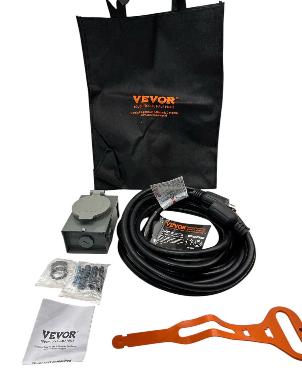 Rv Cord 30 Amp 25 Ft Wpower Inlet Box L14-30p/r 10/4 Awg Vevor Ob1 110