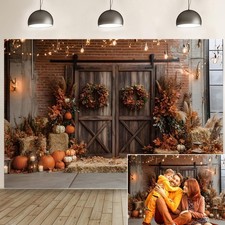 Fall Thanksgiving Backdrop 10x8ft Autumn Maple Leaves Pumpkin Harvest Rustic ...