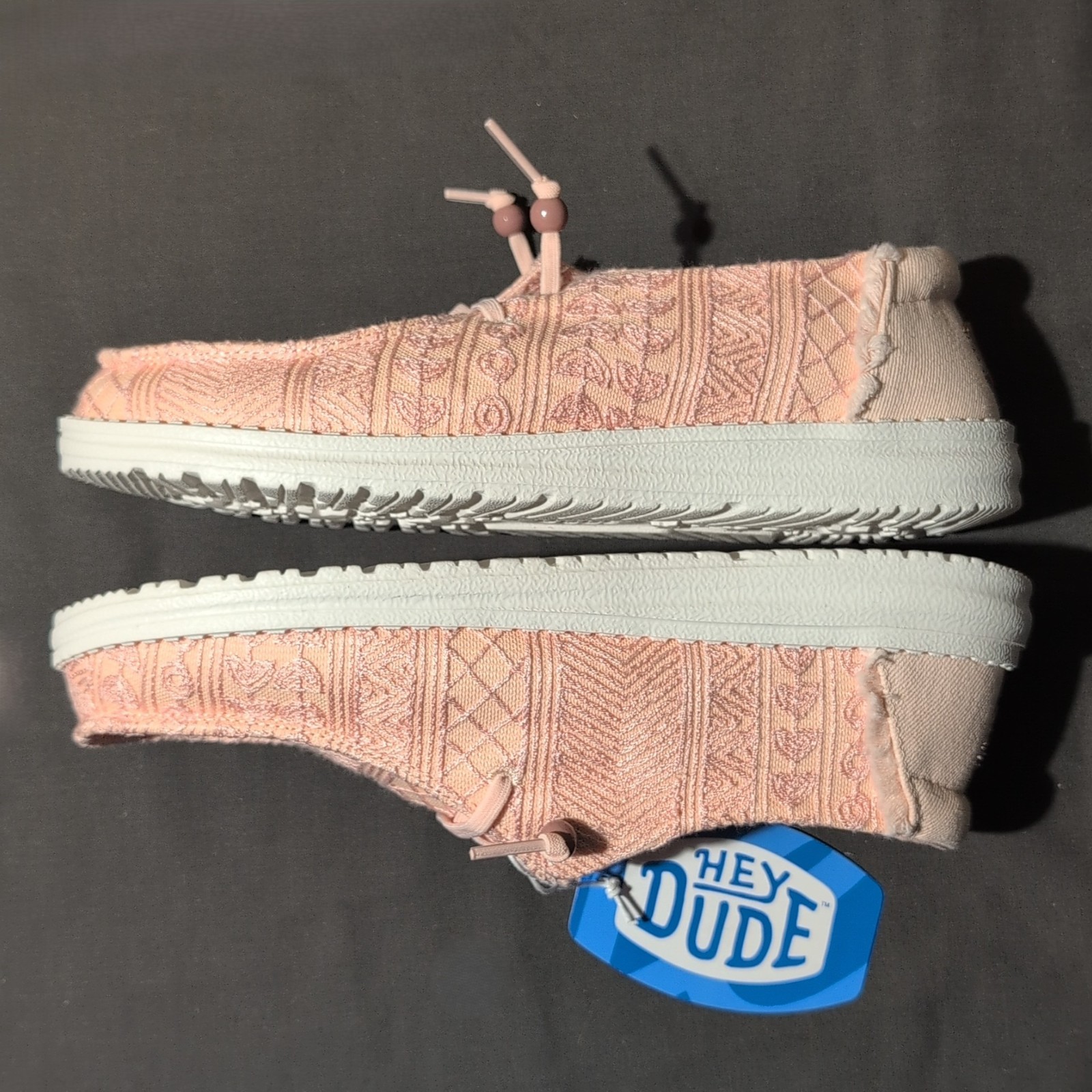 Hey Dude Wendy Crochet Lace Women's 8 Pale Pink Embroidered