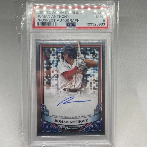 📈🔥2024 ROMAN ANTHONY BOWMAN STERLING PROSPECT AUTO ROOKIE -PSA 9-RED SOX