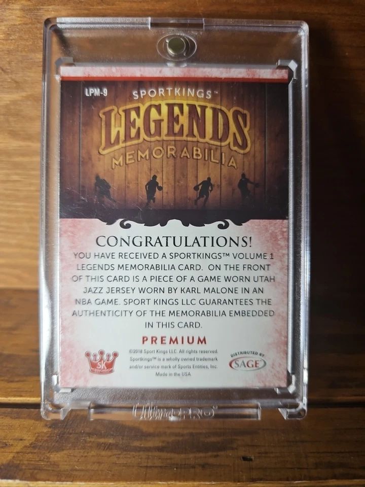 2018 Sage Sportkings Legends Memorabilia Red 2/50 Karl Malone #LPM-9 HOF 3 Color - Image 3 of 3