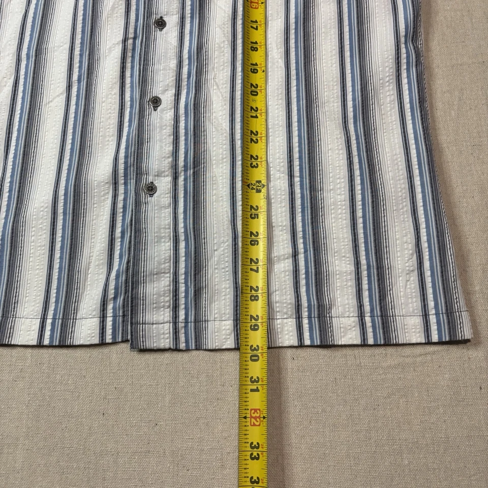 Kuhl Shirt Mens Sz Med Short Sleeve Button Up Seersucker Outdoors Blue Striped - Image 4 of 4
