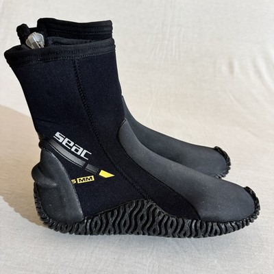 Seac 5mm Neoprene Wetsuit Scuba Diving Boots Shoes with Side Zipper S 5.5-6.5