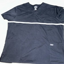 Cherokee Workwear Black V-Neck Scrub Top Short Sleeve Pockets Mens 2XL WW695