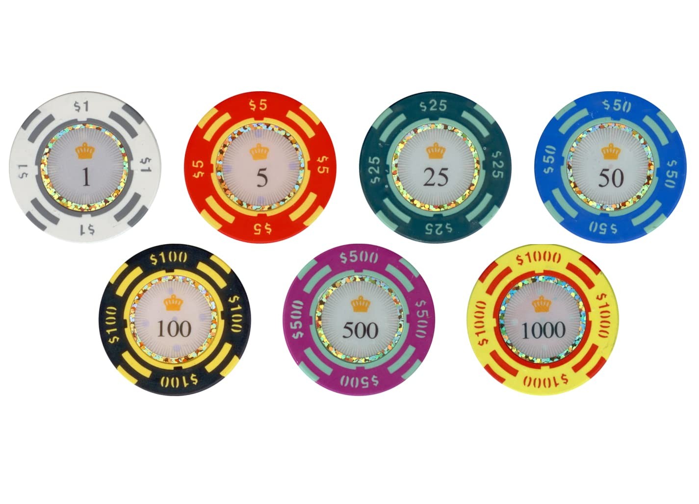 Poker Chips - Clay Poker Chips Set - 13.5g 500 Piece Crown Casino Poker Set w...