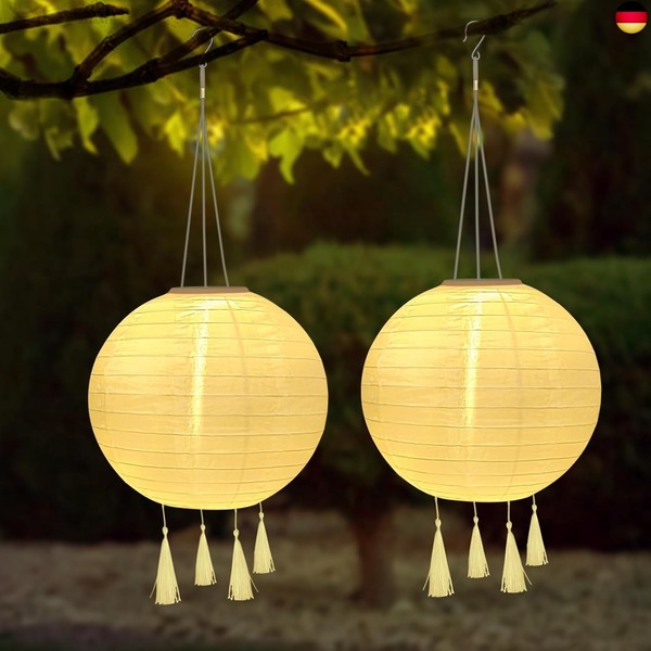 Yifmoo Solar Lampions, 2 StüCk 25 Cm Solarlaterne AußEn Wetterfest, Led W-image
