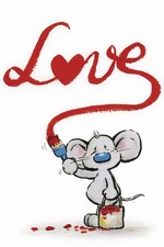 Poster Studio B - Love Painting Cartoon Mouse Graphic 24x36" NEW Wall Art CJ1582