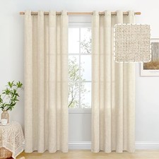 Beige Linen Curtains 84 Inch Long for Living 52"W x 84"L Pack of 2 Natural