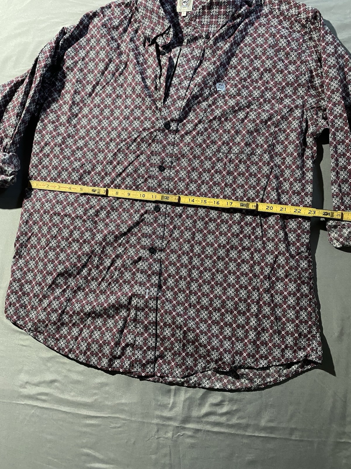 Cinch Burgundy Geometric Pattern Button Up Short … - image 4