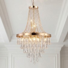 22'' Gold Raindrop Crystal Chandelier Luxury Pendant 11 Light Kitchen Fixture
