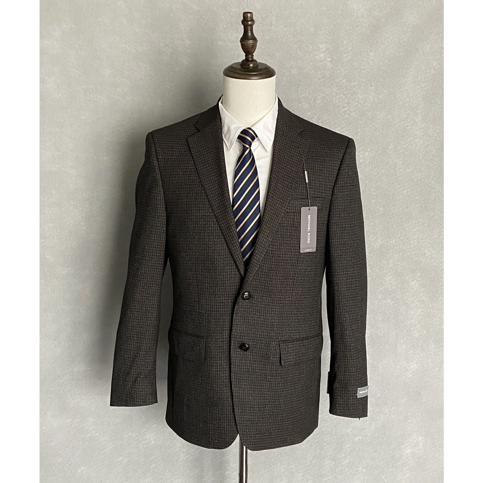 Cappotto sportivo Michael Kors uomo 38 regular vestibilità classica Kent marrone check NUOVO