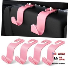 Car Seat Headrest Hooks 4-Pack Storage Organizer Holds 55 lbs Pink