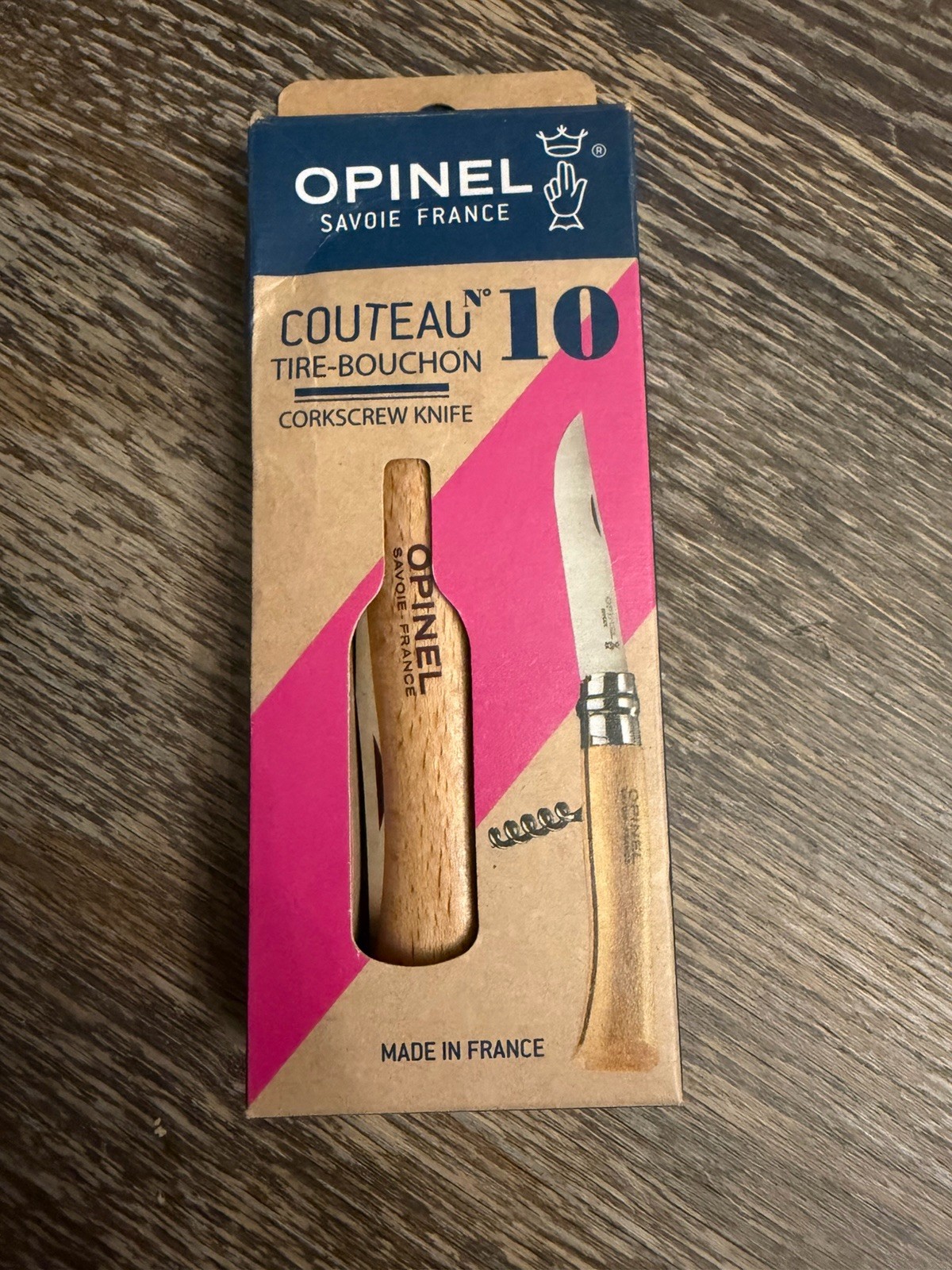 Opinel N°10 Corkscrew Pocket Knife Bottle Opener Stainless Steel Blade