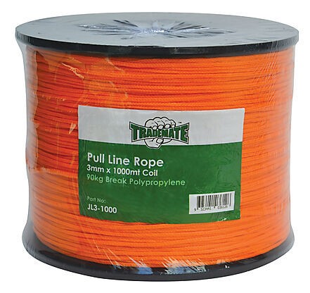 Trademate 3mm x 1000mtr Orange Pull Line Rope | 90kg Break | JL3-1000 ...