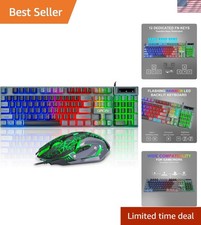 RGB Backlit 3200 DPI Gaming Keyboard Mouse Set Ideal for PC Console Gamers
