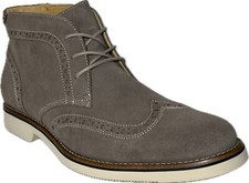 G.H.BASS Baltimore Men's Gray Suede Leather Wingtip Boots, 2768-010