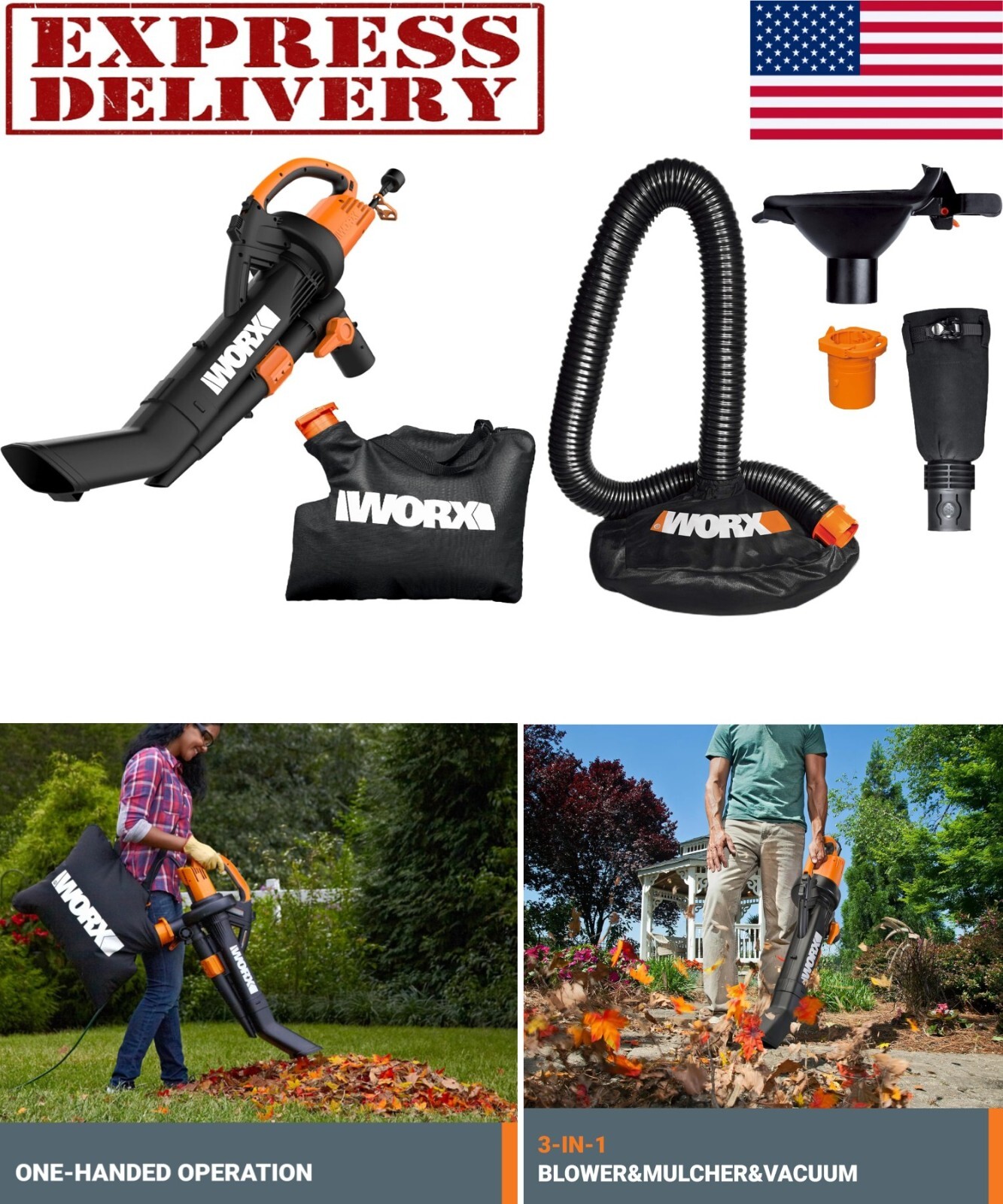 4 In 1 Mulcher Vacuum Collection Bag System Leaf Pro Trivac