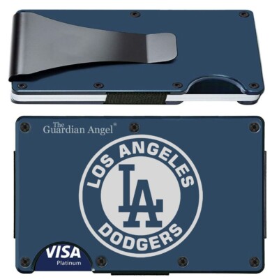 Los Angeles Engraved Titanium Blue RFID Blocking Wallet w Clip D7