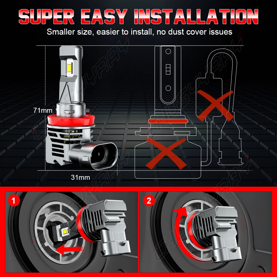 Xenon LED Headlight H9 H11 Bulbs for Suzuki GSX-R1000 2009-2014 2015 2016 Lights - Image 3 of 4