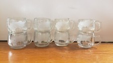 VTG Lot of 8 Nestle Globe World Map Etched Coffee Mugs Glass Nescafe Cup 1970s