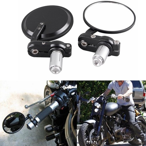 3-Inch Round 7/8 Handlebar End Rearview Mirrors – Fit Honda Harley Suzuki