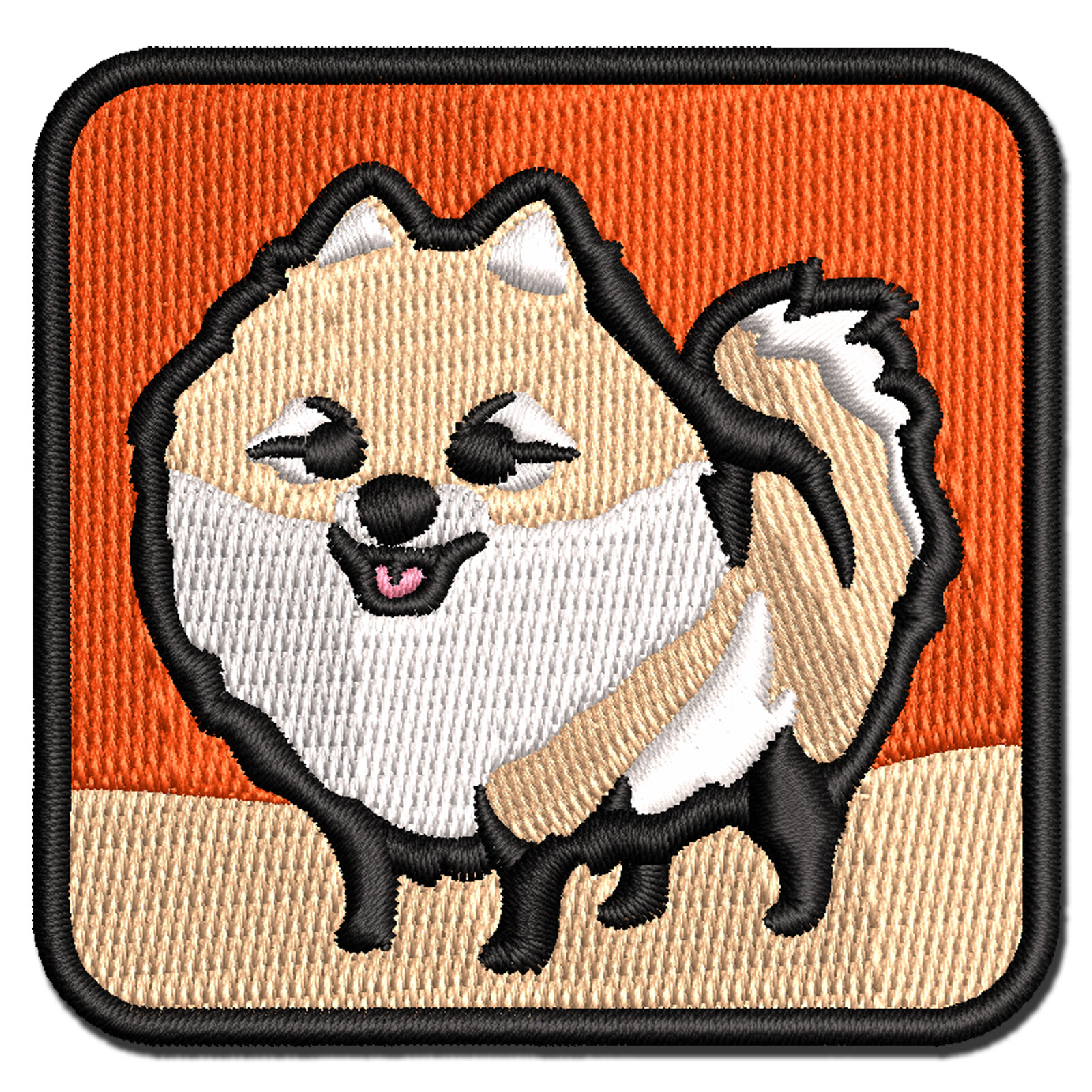 Vibrant Multi-Color Pomeranian Pup Embroidered Iron-On Patch Applique