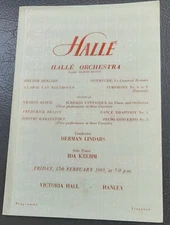 1960 Ida Kreem Piano Halle Orchestra Program Victoria Hall Hanley Herman Lindars