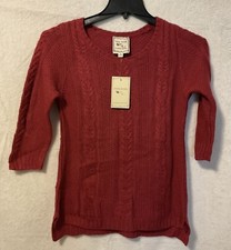 NWT Pink Rose Fuchsia Knit Sweater Round Neck Women's Medium 3/4 Sleeve