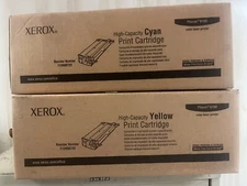 LOT OF 2 - Xerox 113R00723 CYAN/113R0025 YELLOW HY Toner Cartridge Open Box - sb