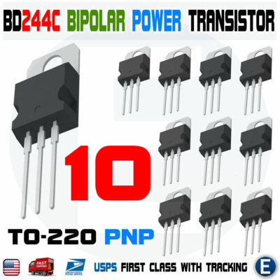 10PCS BD244C Power Transistor PNP 45V 6A 65W TO-220 Bipolar Epitaxial BD244