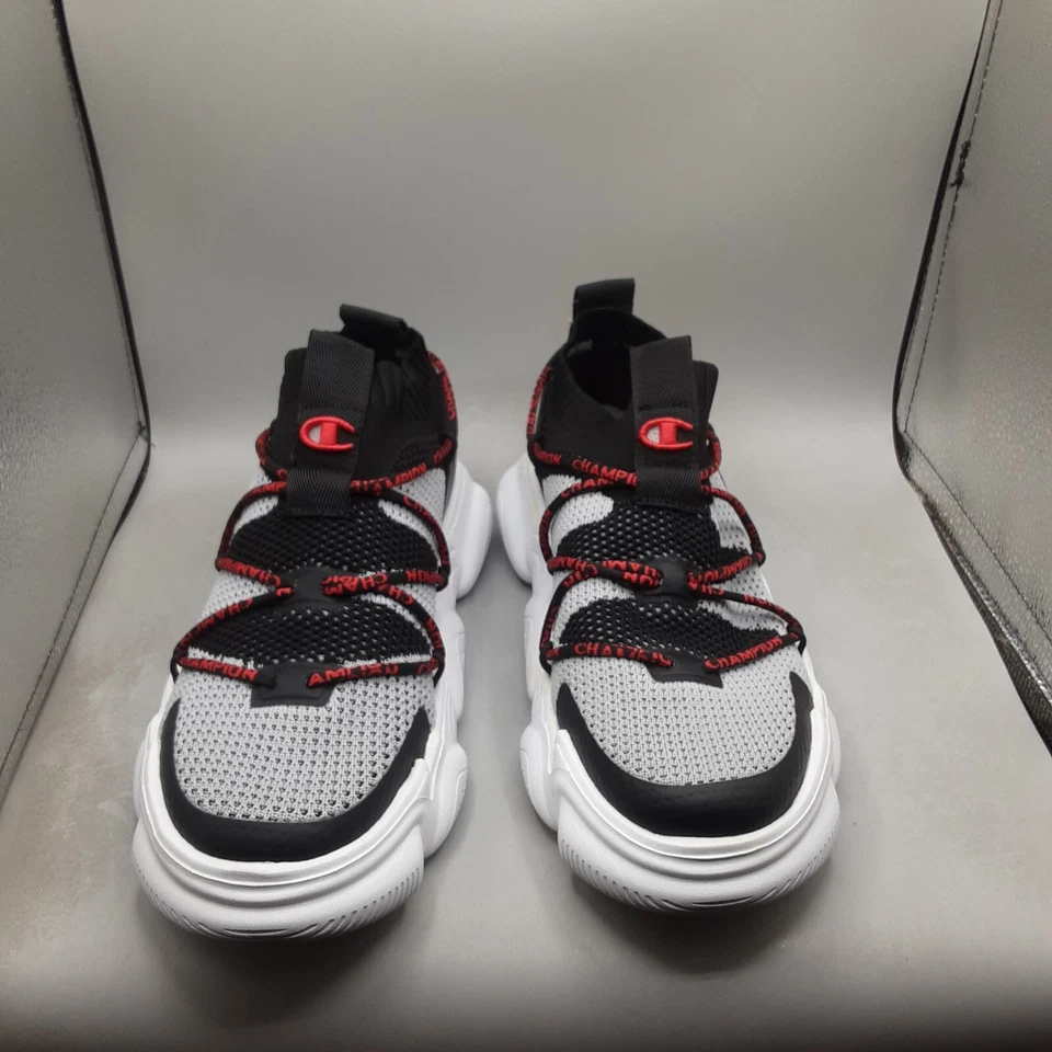 Zapatillas Champion Meloso Flux para niños 6,5 jóvenes grandes negras concreto rojo. A244 Foto 2 de 4