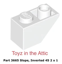 Lego 1x 3665 White Slope, Inverted 45 2 x 1 10497