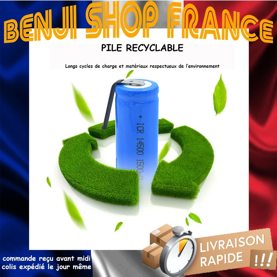 14500 PILE BATTERIE RECHARGEABLE 1500 mAh LI-ION 3,7 V cosses à souder - Photo 2/4