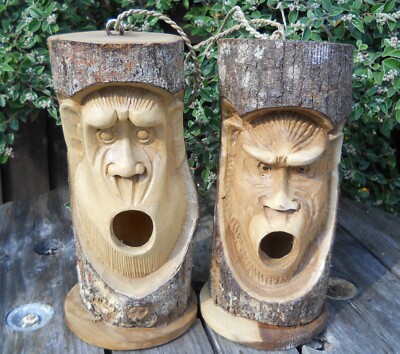 Geschnitzter Holz Affe Vogelhaus Nistkasten 32 cm Outdoor Varianten des Gesichts
