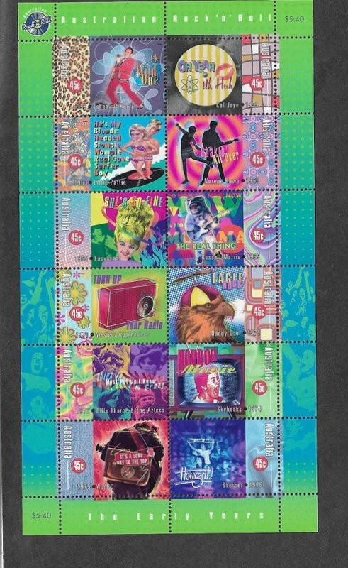 Australia Music Rock & Roll 1998 min sheet mnh - Image 1 of 1