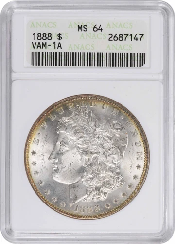 1888 VAM 1A Morgan Silver Dollar MS64 ANACS