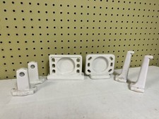 Vintage White Ceramic Wall Mount Toothbrush Holder Cup Towel Shelve Set as Is