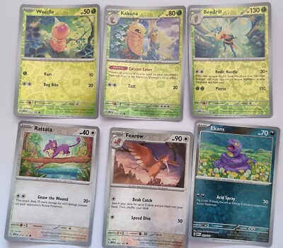 Pokémon 151 English Reverse Holo Weedle Kakuna Needrill Rattata Fearow Ekans