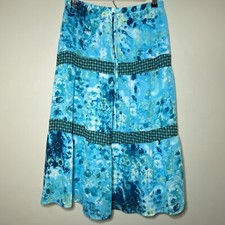 Sag Harbor Geometric Maxi Skirt Size 10 Blue Green Lined Lightweight Modest