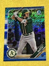 /150 AUSTIN BECK 2019 Bowman #BCP-141 BLUE SHIMMER REFRACTOR Oakland Athletics