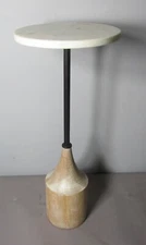 Signed 22" WILLIAMS & SONOMA Marble and Mango Wood "Hudson" Drink Table #1