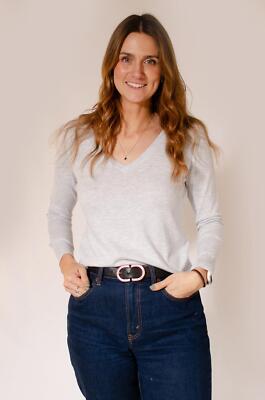 GAP Damen Pullover mit V-Ausschnitt leichter Feinstrick Seitenschlitze in 3 Längen