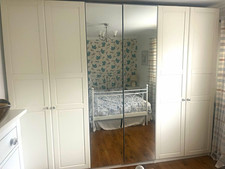 IKEA PAX  White 6 Door Freestanding Wardrobe Mirrored Centre.