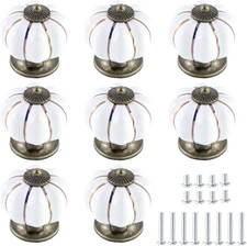 White Ceramic Drawer Pulls,Pumpkin Shape Cabinet Knobs,1.3"  Ceramic Drawer Pul