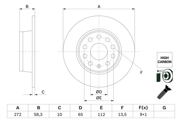 2Er-Set 2Er Set Bremsscheibe Bosch 0 986 479 F23 Audi 5Q0 615 601 Seat 5Q0 615 6-image