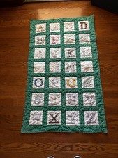 Handmade Baby Crib Quilt Blanket Alphabet Gender Neutral 47" x 29"