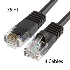 4x 75FT CAT5e Cable Ethernet Lan Network CAT5 RJ45 Patch Cord Internet Black