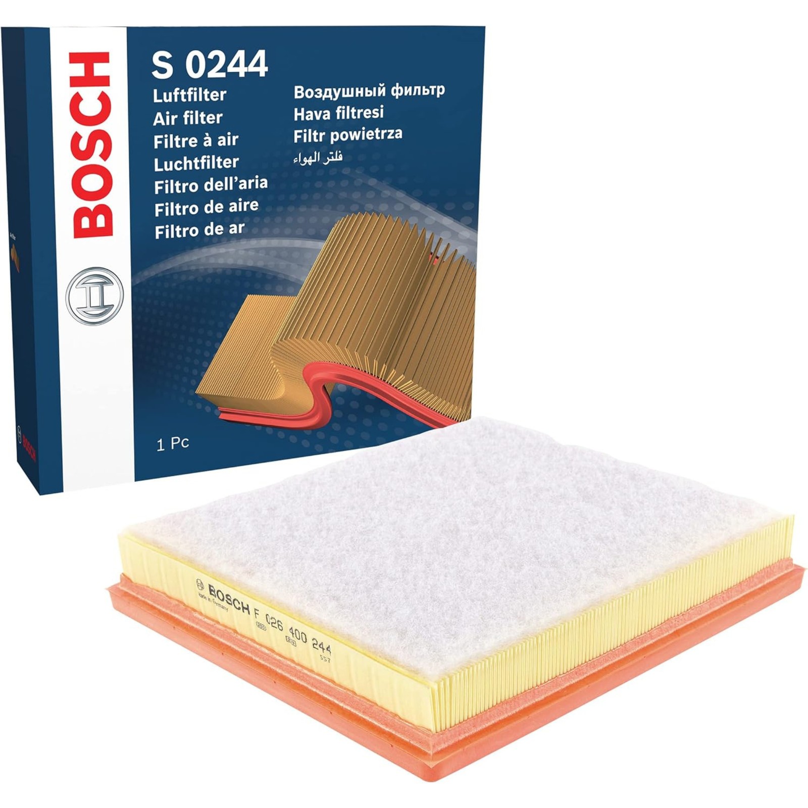 Bosch Air Filter F026400244 S0244 OEM Fit Standard Replacement Fuel Efficiency