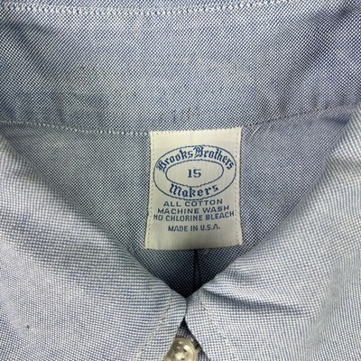 Vintage Brooks Brothers Makers Shirt Mens 15 Blue OCBD Short