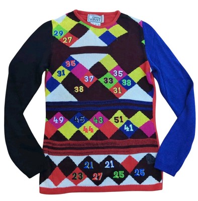 Authentic Vintage Gianni Versace Knit Top Retro Numbers Size 38 / 0 90s 80s